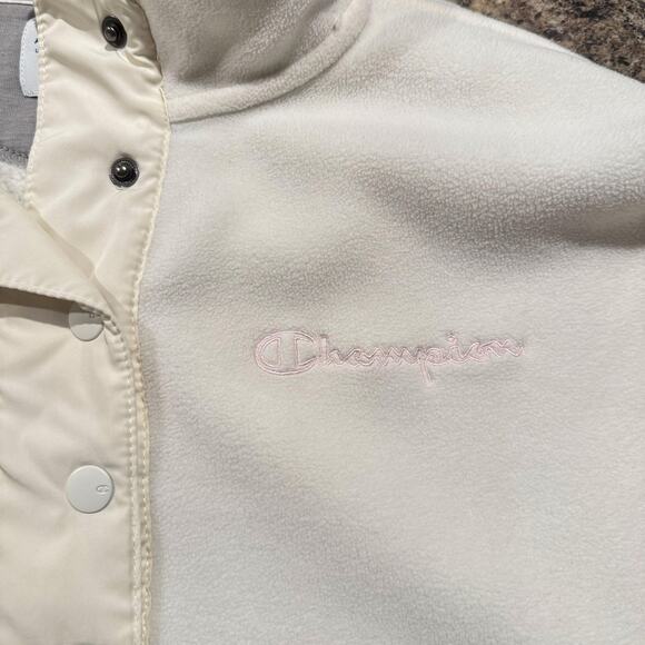 Champion Sweater Pullover Athleisure Minimalist Outdoor Cozy Fleece Ivory Small - Picture 4 of 10